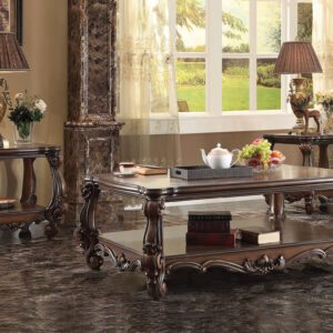 59" Brown Wood And Polyresin Coffee Table With Shelf