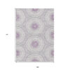 9' X 12' Lilac Purple And Ivory Floral Medallion Washable Indoor Outdoor Area Rug
