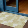 3' X 5' Beige Ivory And Brown Geometric Washable Indoor Outdoor Area Rug