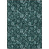 3' X 5' Teal Blue And Aqua Floral Washable Indoor Outdoor Area Rug