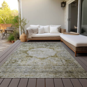 8' X 10' Taupe Brown And Gray Oriental Washable Indoor Outdoor Area Rug