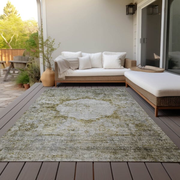 8' X 10' Taupe Brown And Gray Oriental Washable Indoor Outdoor Area Rug