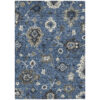 5' X 8' Blue Gray And White Floral Washable Indoor Outdoor Area Rug