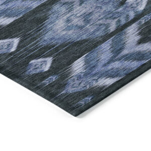 9' X 12' Denim Blue And Sky Blue Southwestern Washable Indoor Outdoor Area Rug
