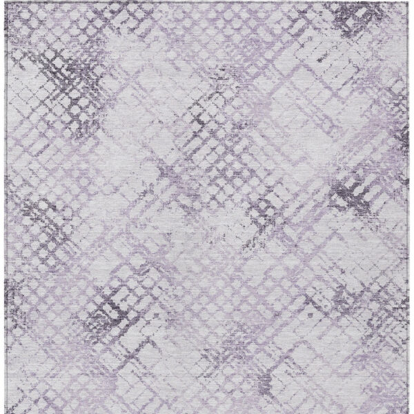 8' X 10' Purple Lavender And Silver Geometric Washable Indoor Outdoor Area Rug