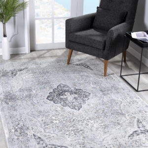 4' X 6' Grey Oriental Area Rug