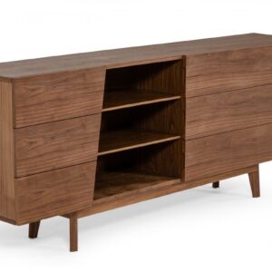 Vintage Style Walnut Veneer Six Drawer Dresser