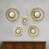 Set of Five Gold Sunburst Metal Framed Mirror Set