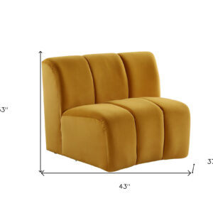 43" Yellow And Black Velvet Slipper Chair