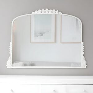 35" White Arch Framed Accent Mirror