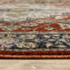 2' X 8' Red Ivory Blue Navy Gold And Grey Oriental Power Loom Stain Resistant Runner Rug With Fringe