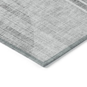 8' X 10' Gray Silver And Charcoal Geometric Washable Indoor Outdoor Area Rug