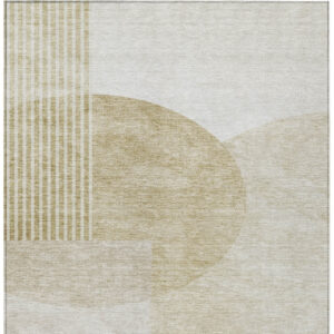 5' X 8' Brown Beige And Ivory Geometric Washable Indoor Outdoor Area Rug