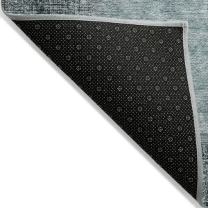 3' X 5' Teal Blue Aqua And Ivory Geometric Washable Indoor Outdoor Area Rug