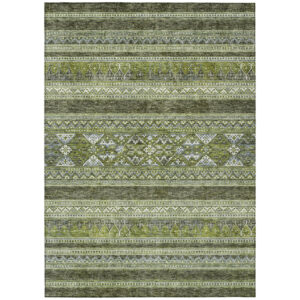 10' X 14' Olive Green And Artichoke Green Southwestern Washable Indoor Outdoor Area Rug