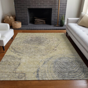 3' X 5' Beige Taupe And Gray Abstract Washable Indoor Outdoor Area Rug