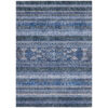 9' X 12' Navy Blue And Denim Blue Southwestern Washable Indoor Outdoor Area Rug