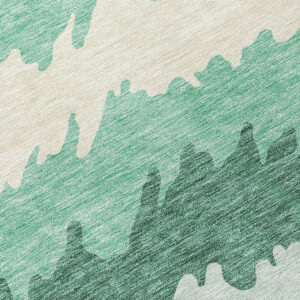 10' X 14' Sage Green And Ivory Striped Washable Indoor Outdoor Area Rug
