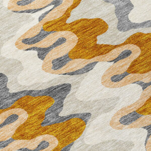 10' X 14' Terra Cotta Copper And Gray Abstract Washable Indoor Outdoor Area Rug