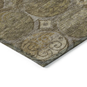 10' X 14' Brown Taupe And Gray Trellis Washable Indoor Outdoor Area Rug