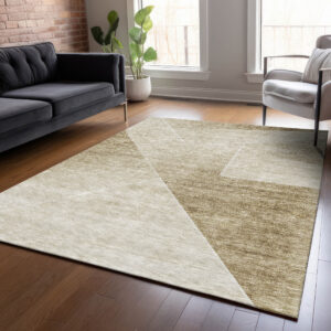 10' X 14' Beige Tan And Ivory Abstract Washable Indoor Outdoor Area Rug