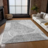 10' X 14' Gray Silver And Ivory Abstract Washable Indoor Outdoor Area Rug