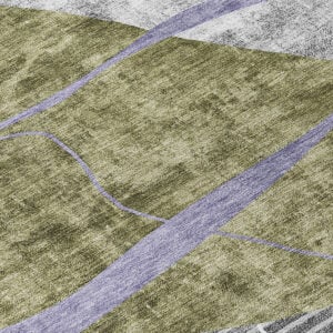 8' Olive Green Gray And Charcoal Round Abstract Washable Indoor Outdoor Area Rug