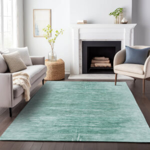 8' X 10' Aqua And Teal Blue Abstract Washable Indoor Outdoor Area Rug