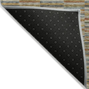 3' X 5' Orange Copper And Gray Striped Washable Indoor Outdoor Area Rug
