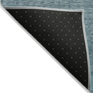 8' X 10' Teal Blue Gray And Charcoal Ombre Washable Indoor Outdoor Area Rug