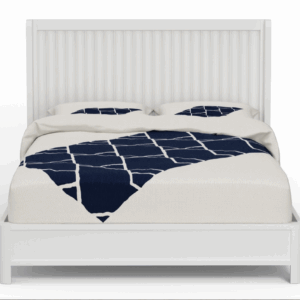 White Ribbed Texture Solid Wood King Bed Frame