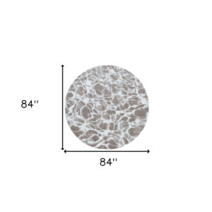 8' Gray Round Abstract Non Skid Area Rug
