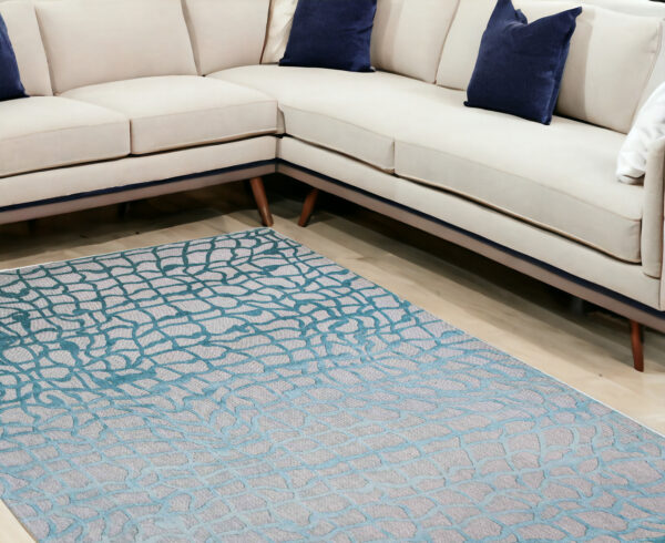 7' x 9' Blue and Gray Abstract Non Skid Area Rug