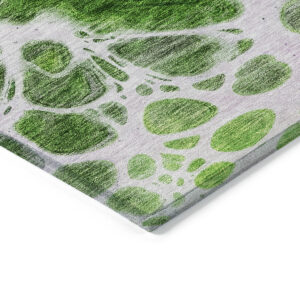 8' X 10' Lime Green And Gray Nautical Washable Indoor Outdoor Area Rug