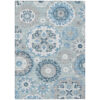 3' X 5' Sky Blue And Denim Blue Floral Medallion Washable Indoor Outdoor Area Rug