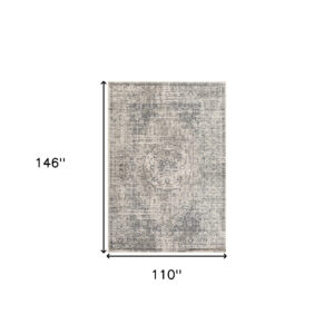 9' x 12' Gray Medallion Power Loom Area Rug