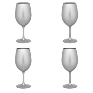 Set of Four Silver Acrylic Stemmed All Purpose Wine Glass