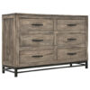 56" Brown Solid Wood Six Drawer Double Dresser