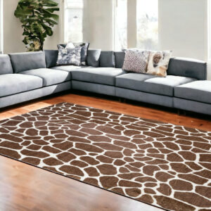 8' x 10' Brown Animal Print Shag Non Skid Area Rug