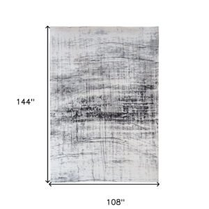 9' X 13' Black and White Abstract Non Skid Area Rug