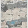 8' Blue and Gray Abstract Power Loom Runner Rug