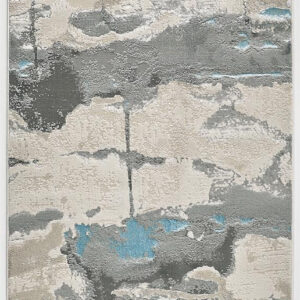8' Blue and Gray Abstract Power Loom Runner Rug