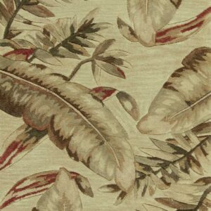 10' Ivory Hand Tufted Tropical Leaves Indoor Runner Rug