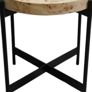 22" Black And Brown Wood And Metal Round End Table