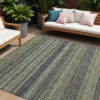10' X 14' Sage Striped Washable Non Skid Indoor Outdoor Area Rug