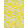 8' X 10' Yellow and White Abstract Washable Non Skid Indoor Outdoor Area Rug