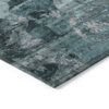8' X 10' Teal and Gray Floral Washable Non Skid Indoor Outdoor Area Rug