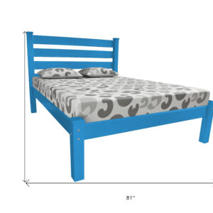 Caribbean Blue Solid Wood Twin Bed Frame