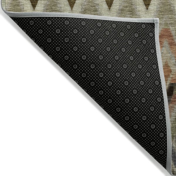 5' X 8' Taupe Olive Green And Beige Southwestern Washable Indoor Outdoor Area Rug