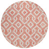 8' Salmon And Ivory Round Geometric Washable Indoor Outdoor Area Rug
